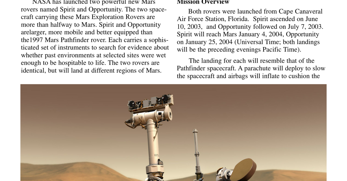 NASA Facts Mars Exploration Rover